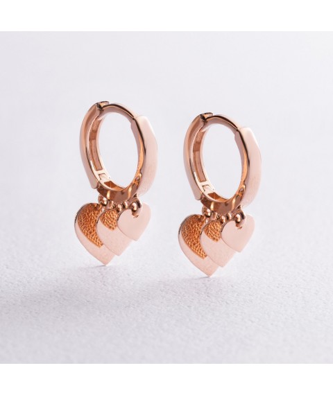 Gold earrings "Hearts" s07570 Onyx