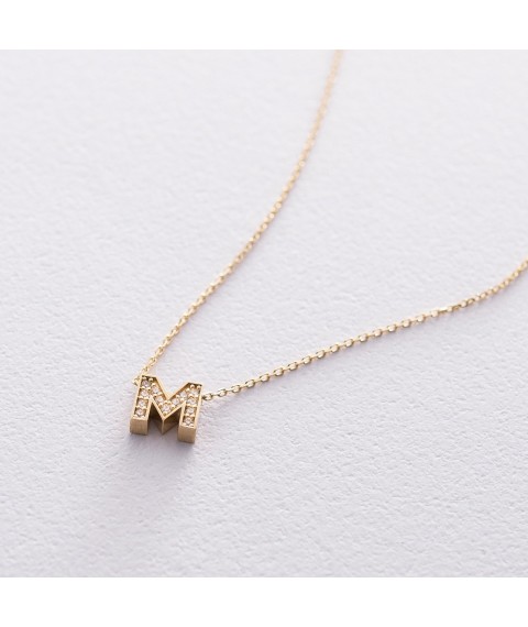 Gold necklace letter "M" count01165m Onyx 44