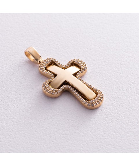 Golden Orthodox cross with cubic zirconia p02252 Onyx