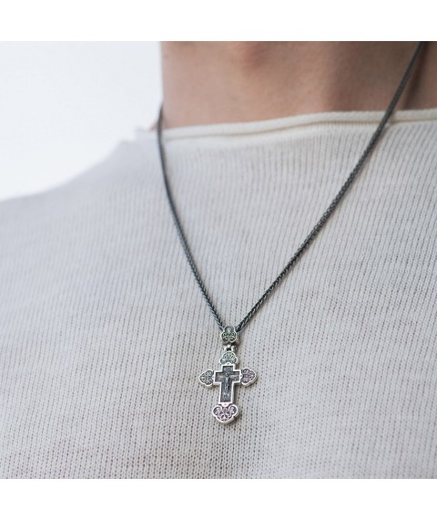 Срібний православний хрест (чорніння) 132711 Онікс