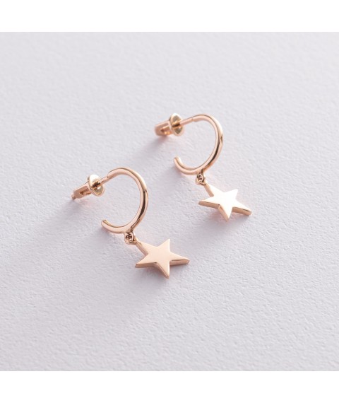 Gold earrings - studs "Stars" s07333 Onyx