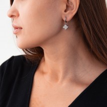 Gold earrings "Clover" (cubic zirconia) s04530 Onix