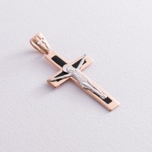 Golden cross "Crucifixion. Save and Preserve" 210103E Onyx