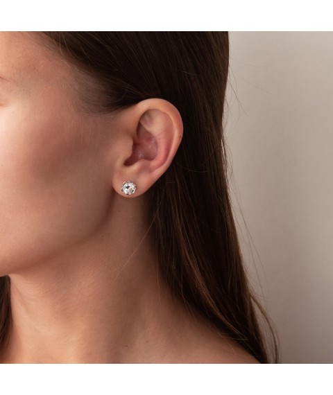 Silver earrings - studs (cubic zirconia) 121862 Onyx
