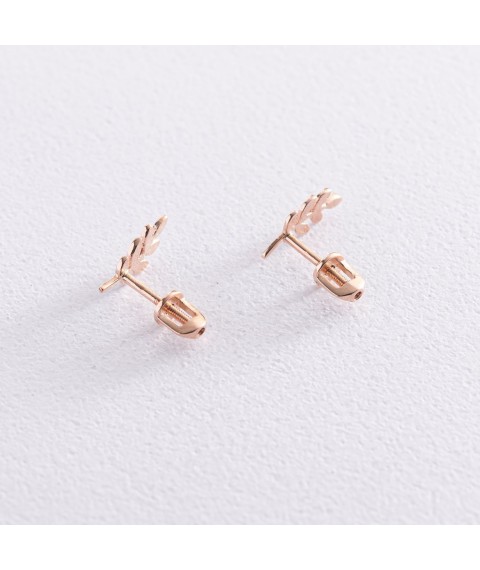 Gold earrings - studs "Twigs" s07003 Onix