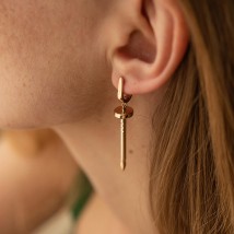Earrings "Nail" in red gold s08156 Onyx