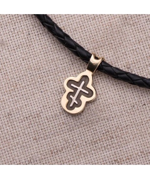 Silver Orthodox cross with gold plated 131768 Onyx