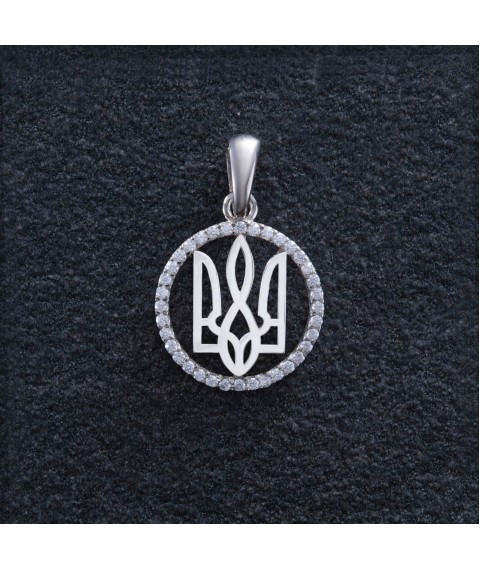 Silver pendant "Coat of arms of Ukraine - Trident" with cubic zirconia 1059 Onyx