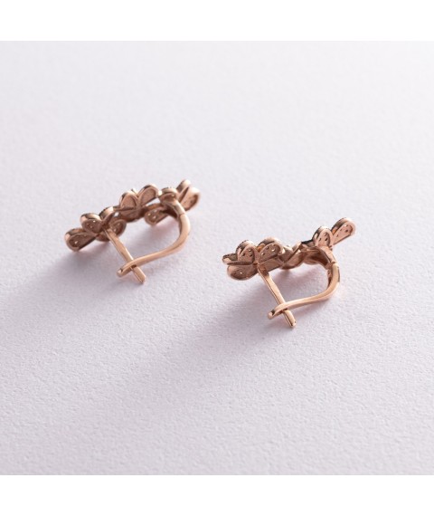 Gold earrings with flowers (cubic zirconia) s06173 Onyx