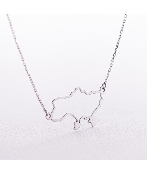 Necklace "Map of Ukraine" in white gold 4034b Onix 45
