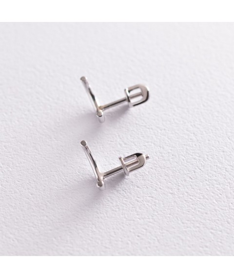 Earrings - studs "Arc" in white gold s07076 Onyx