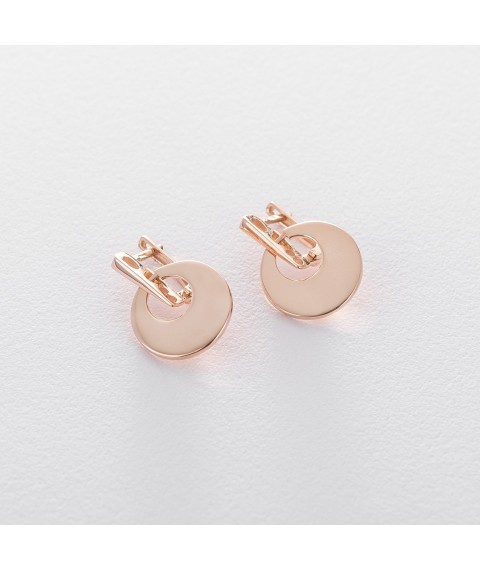 Gold earrings "Circles" s05407 Onyx