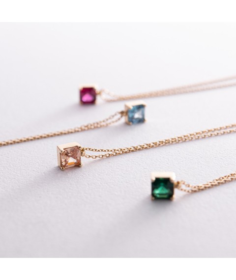 Gold necklace "Alma" (pink cubic zirconia) coll02367 Onyx