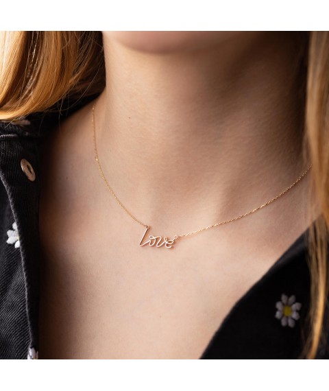 Necklace "Love" in yellow gold kol02267 Onyx 45