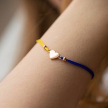 Bracelet "Ukrainian heart" in red gold (blue and yellow thread) b05274 Onix