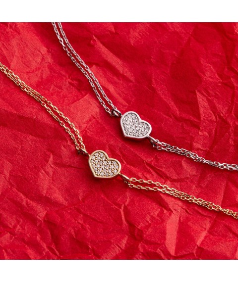 Bracelet "Heart" with diamonds (white gold) bb0048m Onix 20