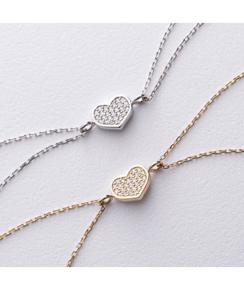 Bracelet "Heart" with diamonds (white gold) bb0048m Onix 20