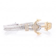 Gold men's bracelet with anchor (cubic zirconia) b04041 Onyx