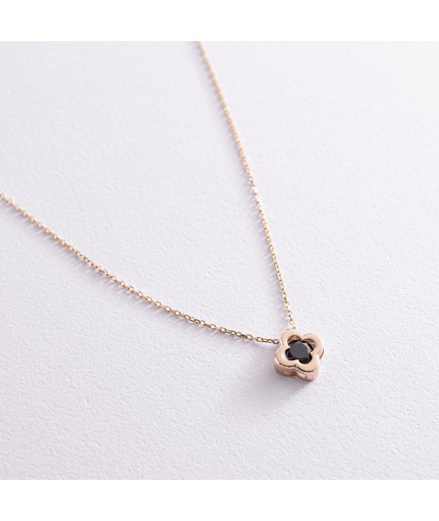 Necklace "Clover" in yellow gold (cubic zirconia) kol01127 Onyx 45