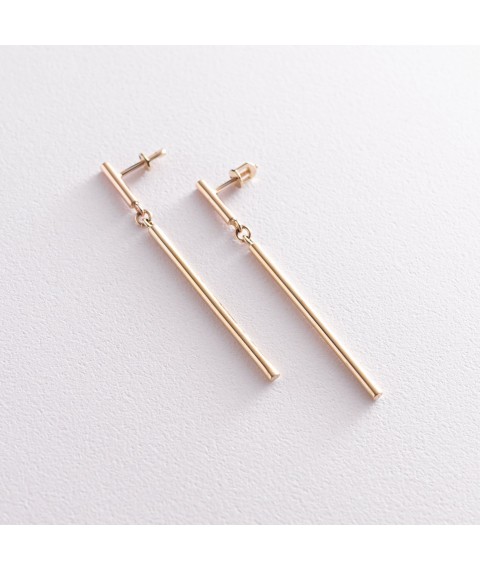Earrings - studs in the style of minimalism (yellow gold) s07047 Onyx