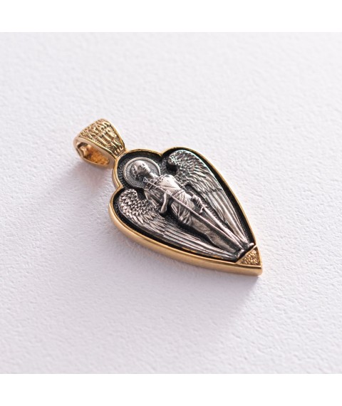 Silver pendant "Angel" with gold plated 131559 Onyx