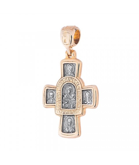 Православний хрест "Господь Вседержитель. Іверська ікона Божої Матері" 131674 Онікс