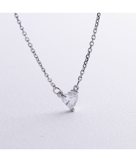 Silver necklace "Heart" with cubic zirconia 1121 Onix 40
