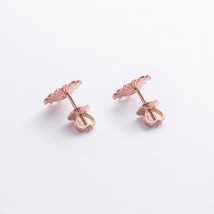 Серьги - пусеты "Подсолнухи" в красном золоте mini с09265 Онікс