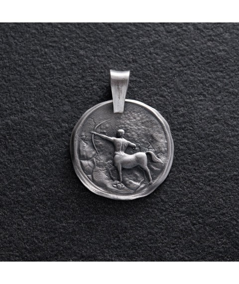 Silver pendant "Zodiac sign Sagittarius" 133221 Sagittarius Onyx
