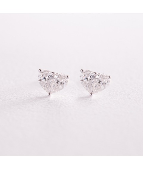 Gold earrings - studs "Hearts" with diamonds sb0404nl Onyx