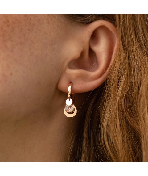 Gold earrings with coins (cubic zirconia) s07345 Onyx
