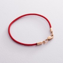 Шелковый красный браслет с золотой гладкой застежкой б02271 Онікс 18