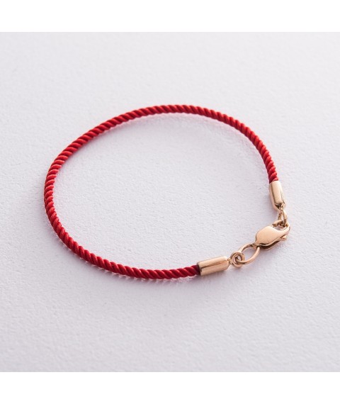 Silk red bracelet with gold smooth clasp b02271 Onix 18