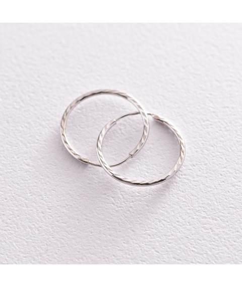 Сережки - кільця в білому золоті (1.8 см) с07153 Онікс