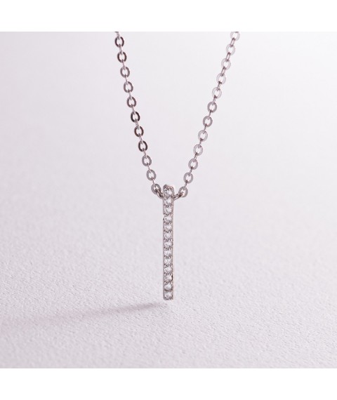 Silver necklace "Moment" with cubic zirconia 181175 Onix 44