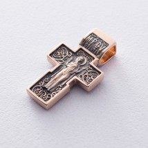 Золотой крест "Распятие. Божия Матерь Оранта" с чернением п01825 Онікс