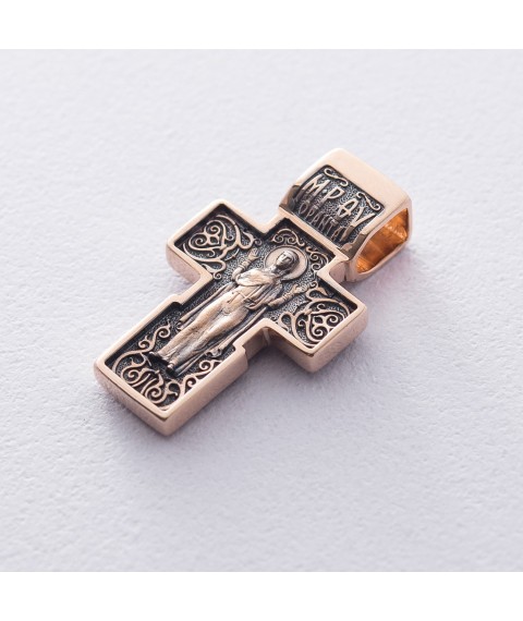 Golden cross "Crucifixion. Mother of God Oranta" with blackening p01825 Onyx