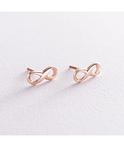 Earrings - studs "Infinity" in red gold s07173 Onyx