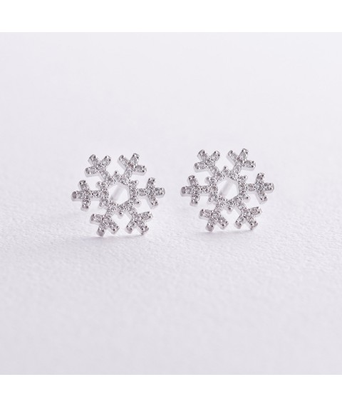 Золоті сережки - пусети "Сніжинки" з діамантами 311931121 Онікс