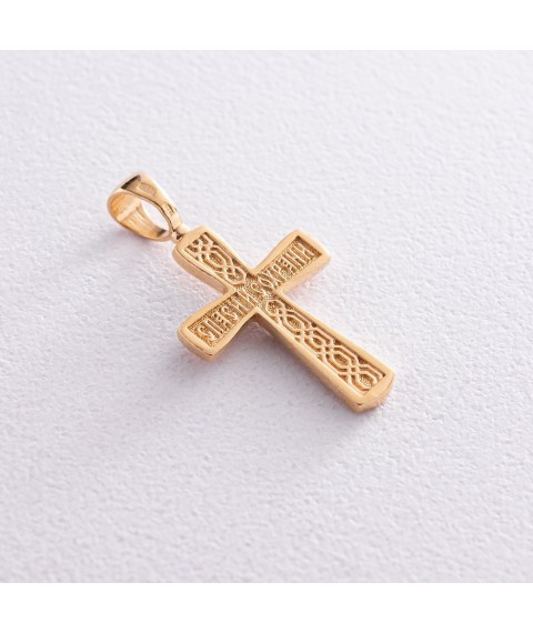 Серебряный крестик "Распятие. Спаси и сохрани" с позолотой 133203 Онікс