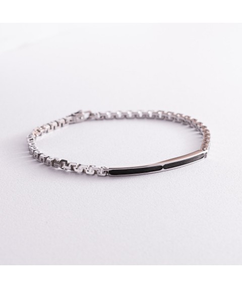 Silver men's bracelet ZANCAN EXB727 Onyx 20.5
