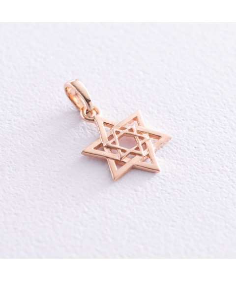 Pendant "Star of David" in red gold p03463 Onyx