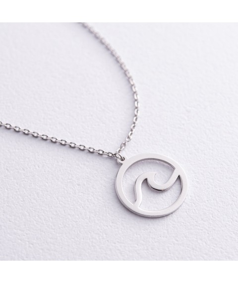 Silver necklace "Wave" 908-01326 Onix 40
