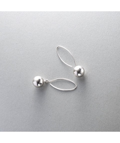 Silver earrings "Balls" 12105a Onyx