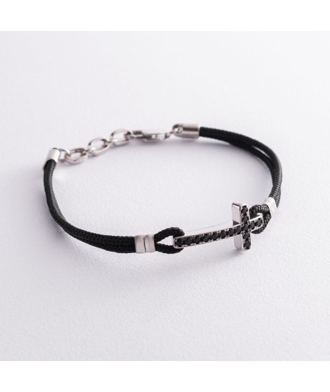 Men's bracelet "Cross" with black spinel ZANCAN SXB010-NE Onix 19.5
