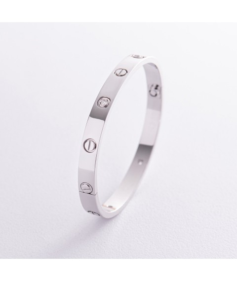 Hard bracelet "Love" with diamonds (white gold) 531761121 Onyx 17