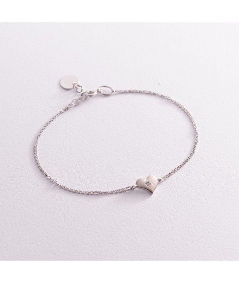 Gold bracelet "Heart with cubic zirconia" b04857 Onix 18