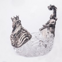 Ваза из хрусталя "Серебряный Нептун"  ручной работы сер00035 Онікс