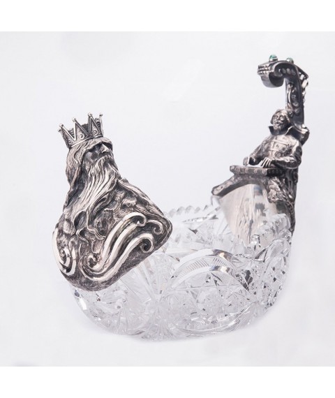 Handmade crystal vase "Silver Neptune" ser00035 Onyx