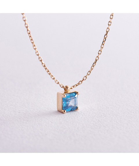 Gold necklace "Alma" (blue cubic zirconia) count02369 Onyx 45